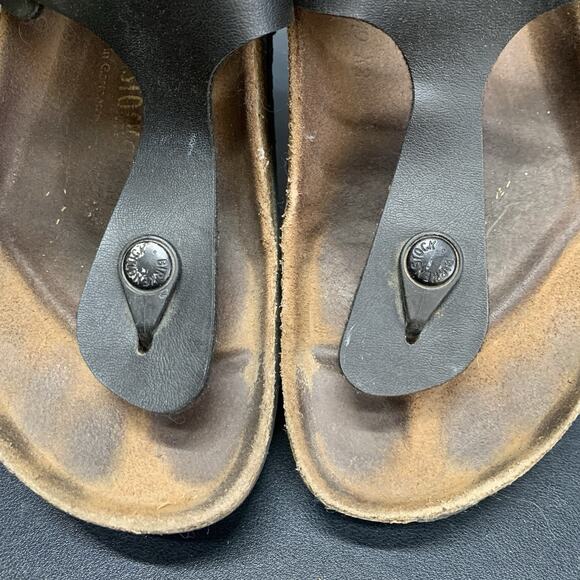 Birkenstock Gizeh Women's Sz US 7 EU 38 Black Thong Leather Sandals shoes - Picture 5 of 10